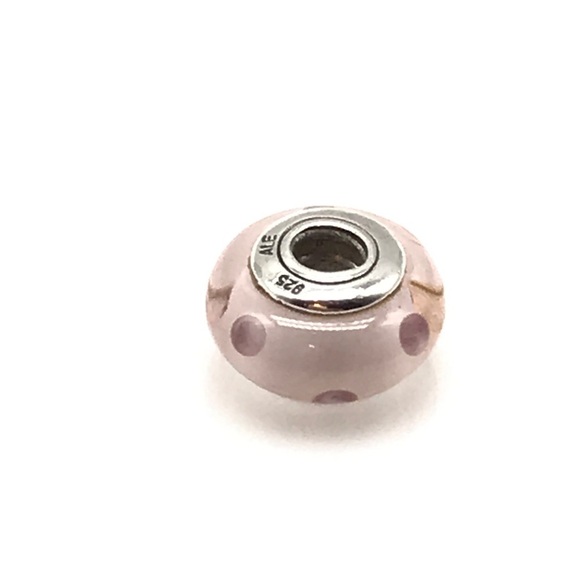 Pandora Light Pink Polka Dots Murano Charm - Picture 3 of 5